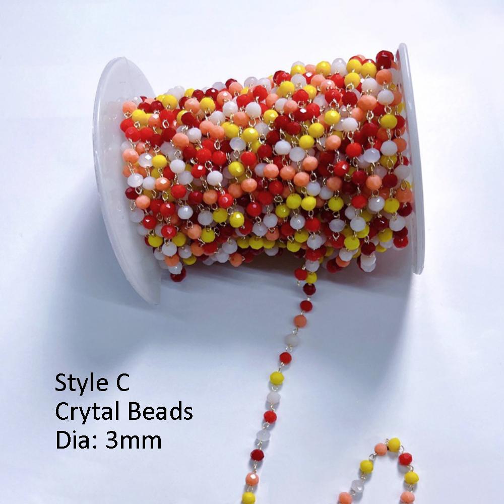1meter Colorful Ball Beaded Chain Glass Crystal Beads Necklace Chain Accessories for Jewelry Making Components Crafts DIY Supply