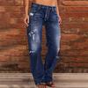Women's High Waist Straight Loose Lace Stretch Lightweight Fashion Jeans