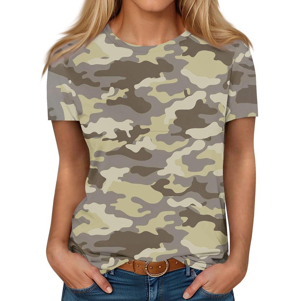 Short Sleeve Shirts For Women Cute Tops Print Tees Blouses Casual Plus Size Basic Tops Pullover