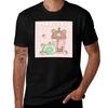 Afternoon Tea Cute Kawaii Bear Boba Tea and Frog Strawberry Cake T-Shirt Cotton T Shirt Man Man T Shirts for Men T-Shirt