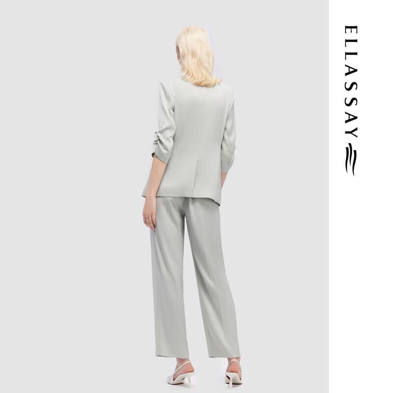 ELLASSAY Summer Lapel Double-Breasted Shirred Sleeve Blazer