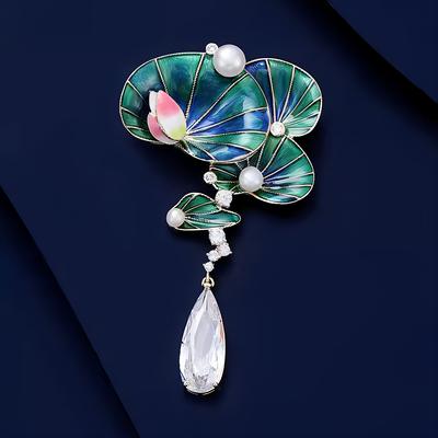 Nationell Stil Lycka Lotus Lotus Brosch High-End Dam Lotus Näckros Nål Ny Kinesisk Pärlbrosch Kostym Cheongsam Tillbehör