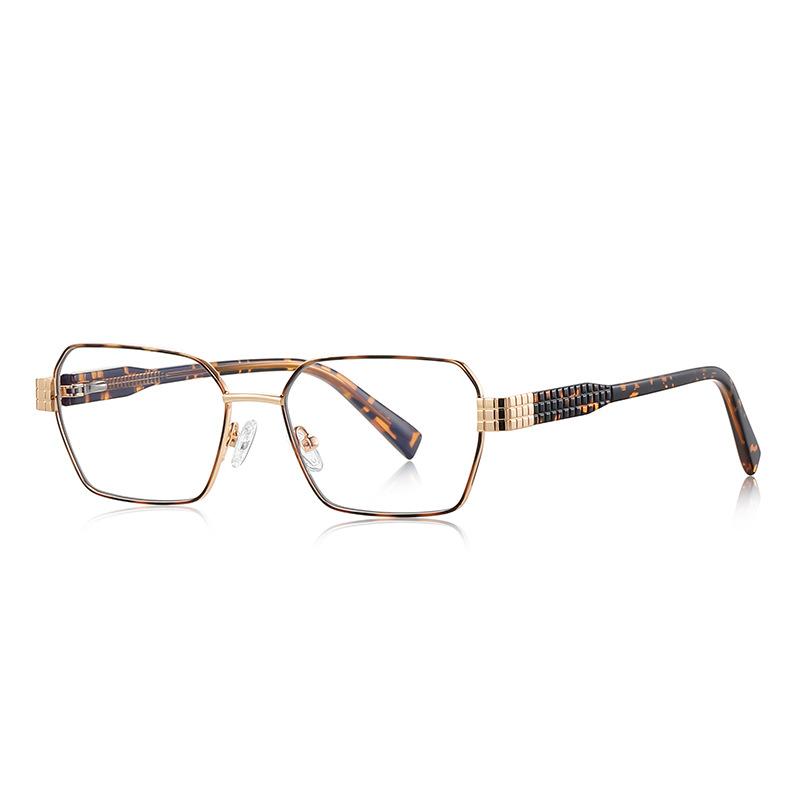 

New Myopia Prescription Glasses Anti Blue Light Hyperopia Reading Glasses Spring hinges Polygonal Square Eyeglasses Metal Frame Original Lenses
