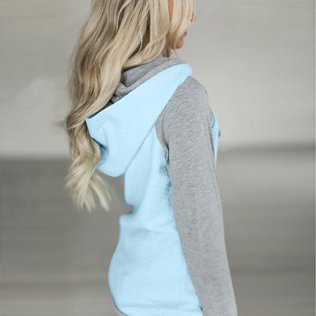 Women's Zip Funnel Neck Hooded Sweatshirts Long Sleeve Pullover Hoodie Drawstring Hoody Raglan Pullover Tops