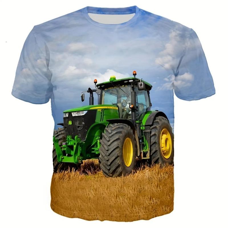 Cool 3D Tractor Print Kids Clothes Boys Tshirt Short Sleeve Fashion Children Summer Clothes Outdoor Active Children's Clothing