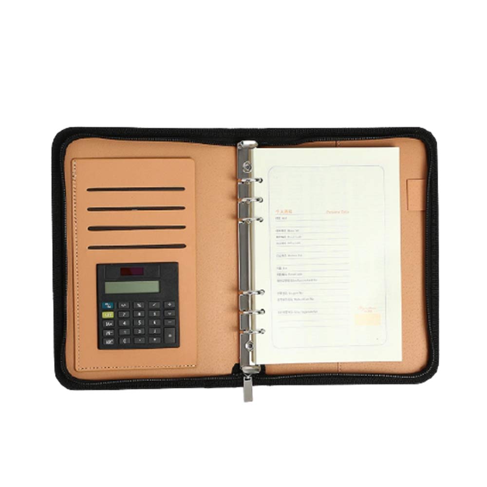 

Zippered system memo calculator and ring type organizer, pad, pocket, (black)