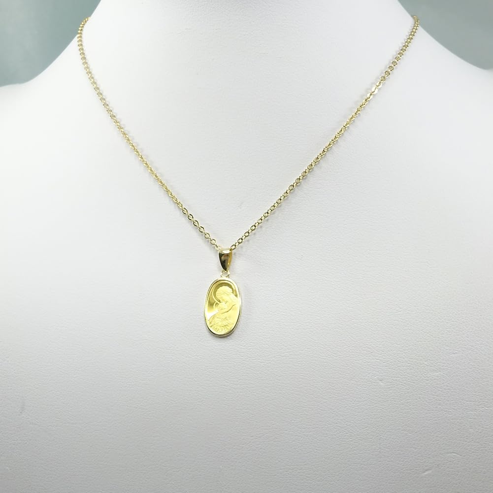 Pure Gold Coin Oval Portrait of 24K Gold 18K Gold A00775 Pendant, 1.0 Gram, Form, Mary, Frame, Frame, [Gift Wrapped]