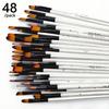 48Pcs Multipurpose Wooden Painting Brush Nylon Bristles Art Brush For Oil Acrylic Watercolor Gouache Painting Sketching