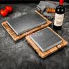High temperature resistant volcanic rock natural stone steak tray grill plate granite slab board frying plate rock stone slab