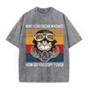 2026 Vintage Pilot Cat Mike Echo Oscar Whiskey Graphic Washed T Shirt Retro Military Style Men Women Oversized Casual Streetwear
