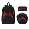 Maneskin Red Logo Backpack Boys Girls BookBag School Bag Laptop Shoulder Bags 3ps Insulated Lunch Bag Pencil Case