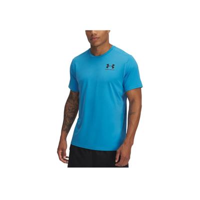 HeatGear Confortável Absorção de Umidade Bolso Camiseta Esportiva Manga Curta Masculina Tops Azul Éter Preto 6000939-452