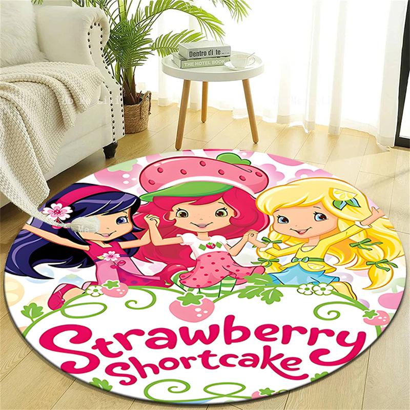 1pc Strawberry Princess2 Design Printed Area Round Carpet for Bedroom Living Room Home Decor Rugs Mat Non Slip Mat Rug for Bedside
