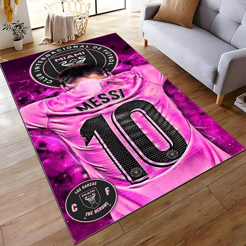 "Pink Soccer Jersey Design with Number 10 - Non-slip Rug Suitable for Living Room and Bedroom Sofas"