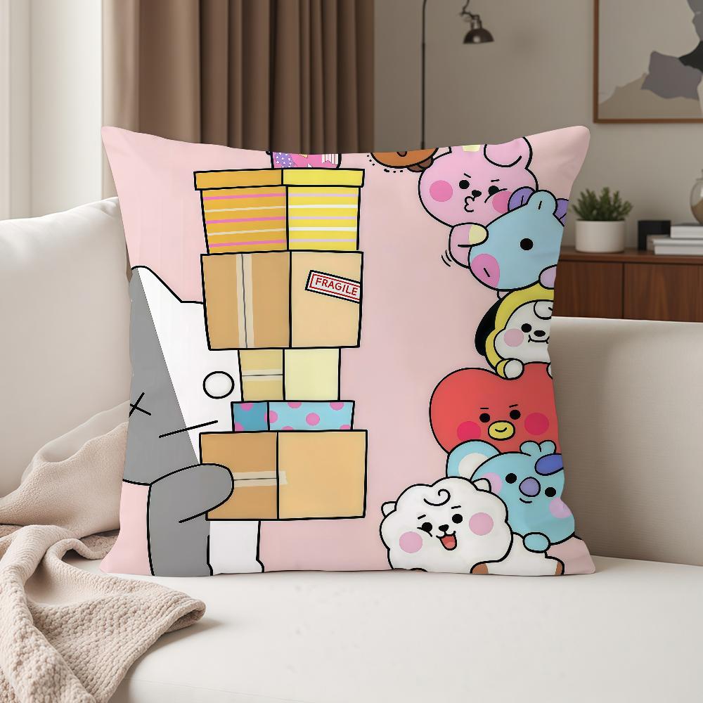 Cute Cartoon Characters BBT Pillow Case Suitable For Bedrooms Living Rooms Cars Home Decoration