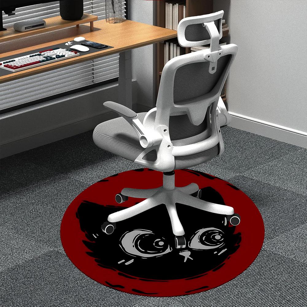 1pc Night Cat Office Round Area Rug, Indoor Mat Suitable ForOffice, Under Office Chairs Bedroom Living Room Home Decor, Room Deco q123