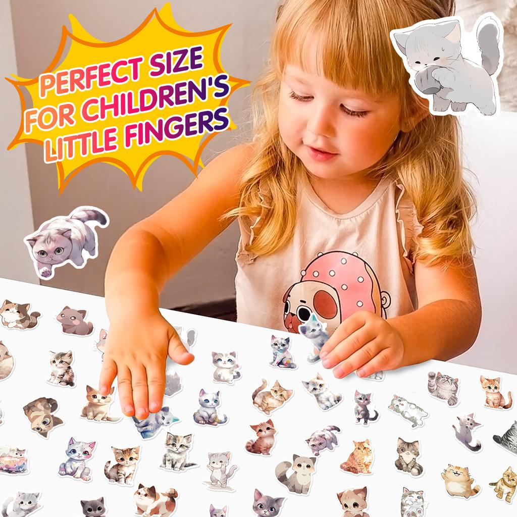50 Autocolante Pisică Acuarelă Ușoară Pisică Cerneală Desen Animat Autocolante Drăguțe Animale de Companie Autocolante Laptop