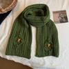 Retro Floral Embroidery Scarf - Women's Warm Knit Neck Gaiter for Autumn/Winter
