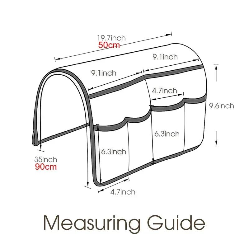 Enfärgat Ficka Soffarmstödsskydd Dammfritt Soffsida Överdrag Halkfritt Anti-kattklös Armstödsförvaringsväska för Heminredning