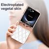 For Samsung Galaxy Z Flip 7 Electroplated Leather Textured Glitter Diamond with Ring Hanging Anti-Fingerprint Phone Case