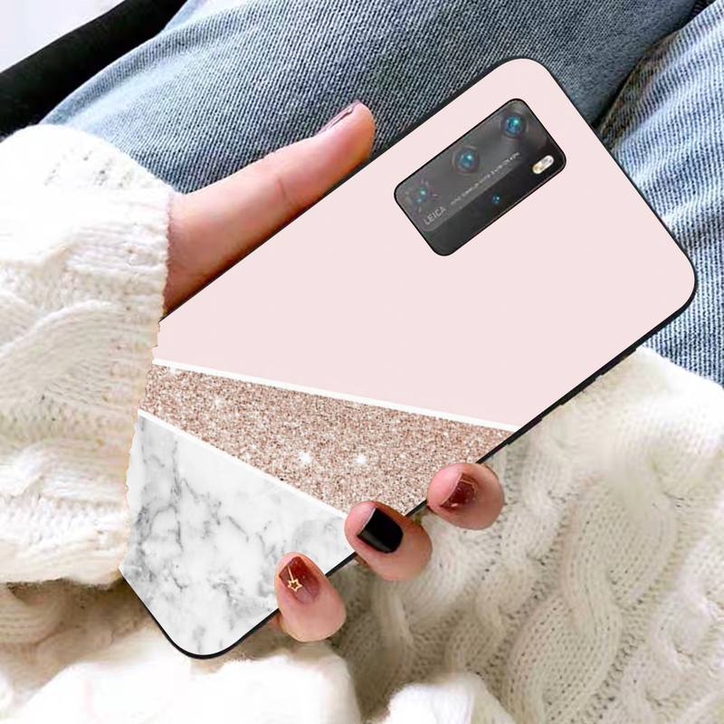 Rose Gold Pink Glitter Phone Case for Huawei P30 40 20 10 8 9 lite pro plus Psmart2019