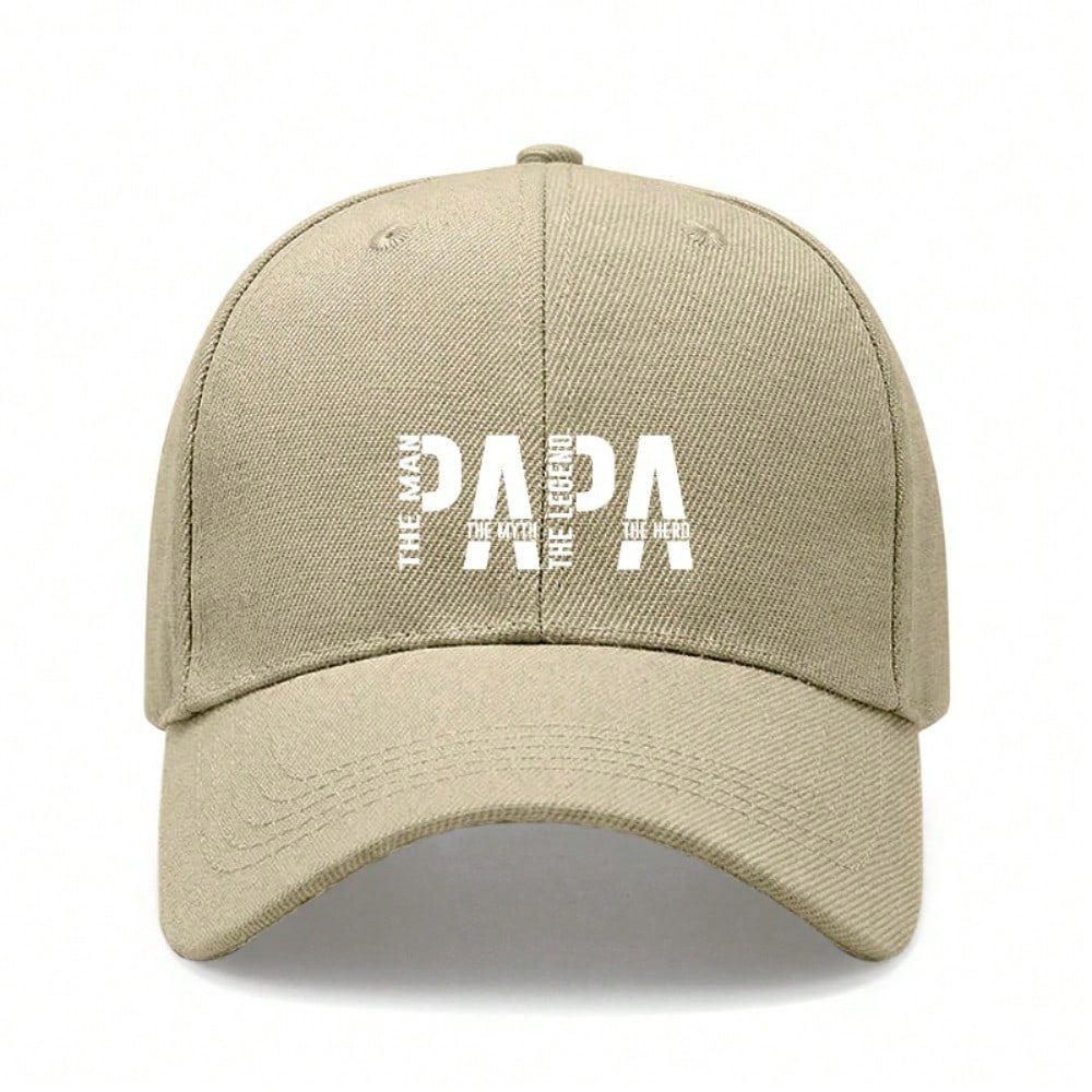 [Papa Dad Hat] Light Beige Polyester Adjustable Breathable Casual Baseball Cap For Men Father's Day Gift