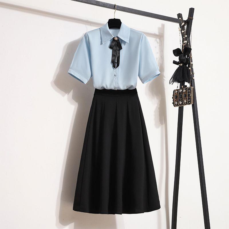 2026 Spring/Autumn Women's Korean Style Suit: Elegant Shirt & Skirt Two-Piece Set