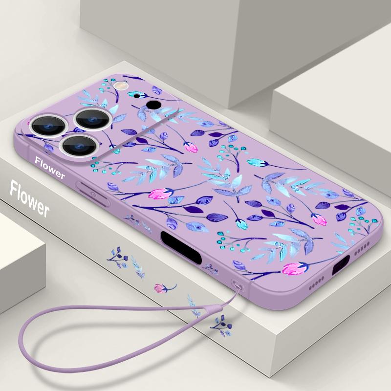 Colorful Leaves Case For iPhone 17 Pro Case for iPhone 17 16 15 14 13 17 Pro Max 16e 15 16 Plus Shockproof TPU Silicone Lanyard Phone Cover