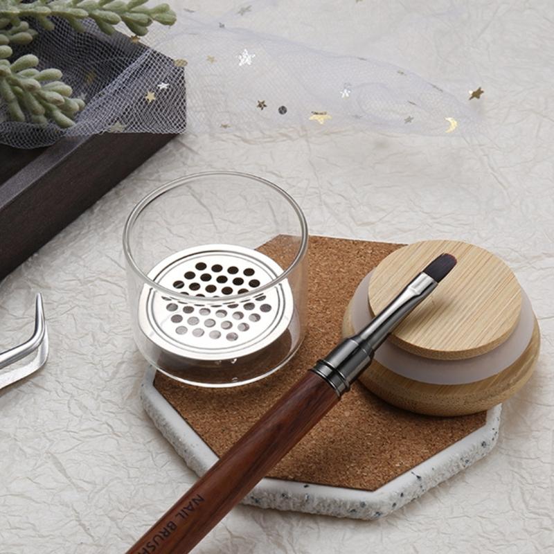 Glass Nail Brush Washer With Secure Lid And Mesh Filter For Gel Polishing Removal And Diy Tools
