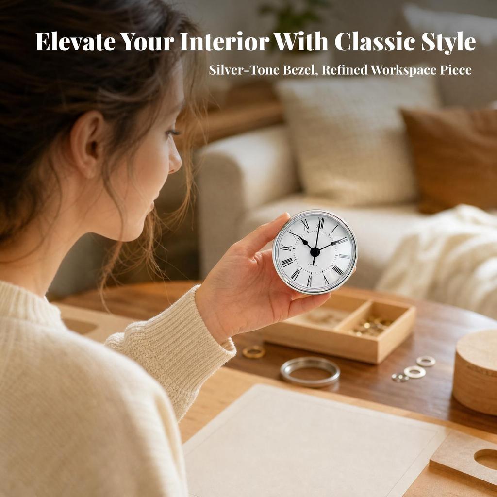 Clock Insert Compact Round Quartz for Minimalist Interiors
