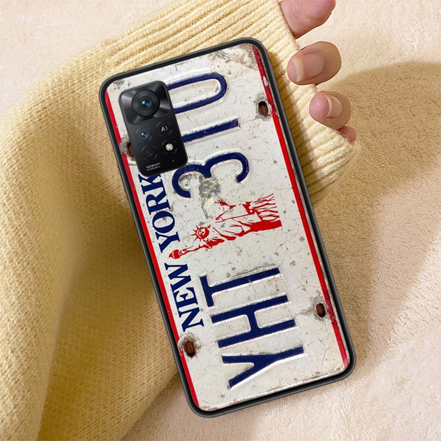 License New York Plate Number Phone Case For Redmi Note 13 14 15 Pro Plus 12 13C 12C 15C 9 10 10C 9T 9C 9A TPU Soft Cover Clear