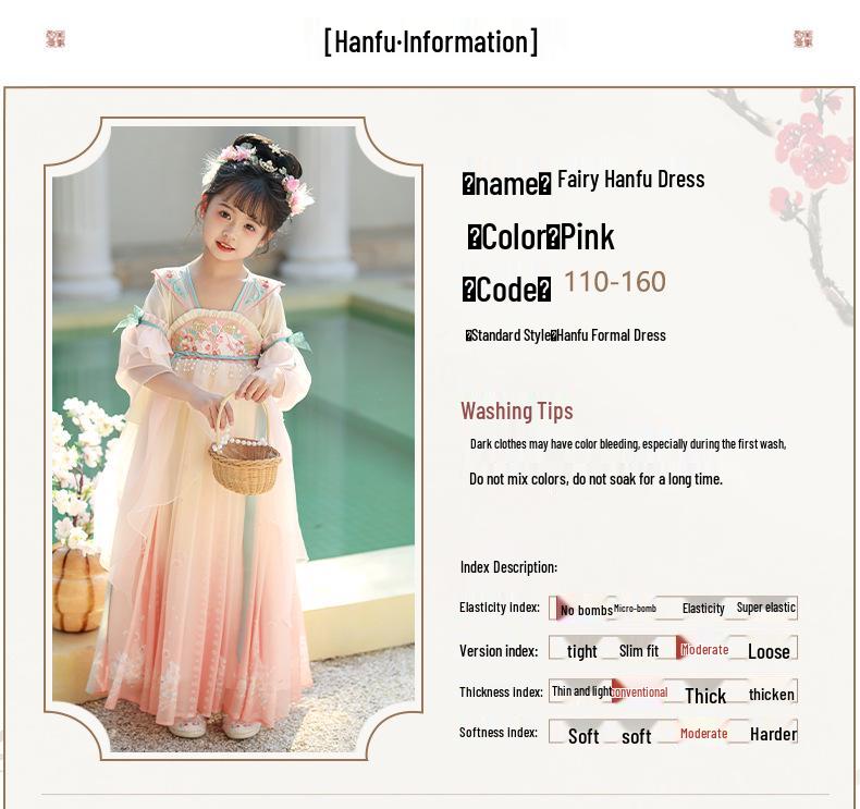 2025 Spring Hanfu: Ancient Style Fairy Tang Suit Dress for Little Girls