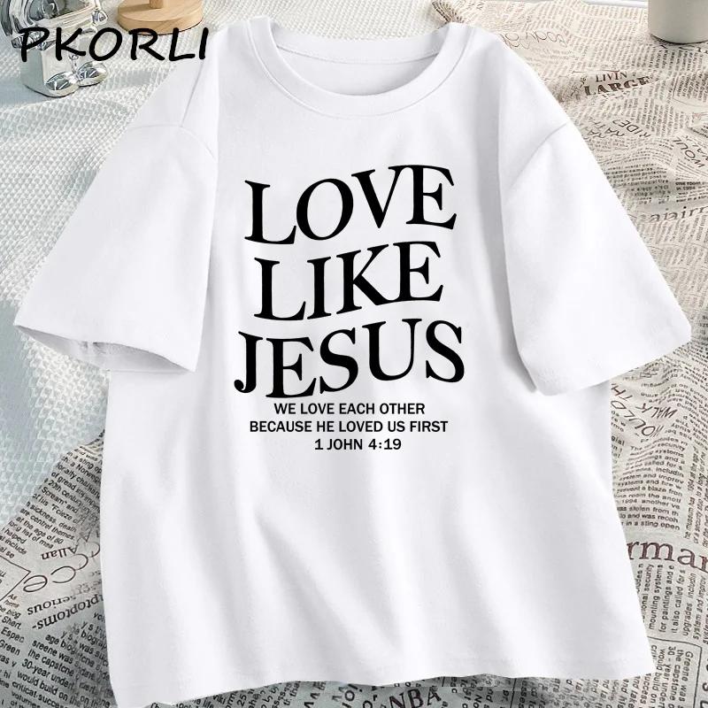 Αγάπη σαν τον Ιησού Χριστιανικά Μπλουζάκια Βασισμένα στην Πίστη Θρησκευτικό Μπλουζάκι Καθημερινά Κοντομάνικα Γυναικεία Ρούχα Streetwear Λαιμόκοψη O Ρούχα