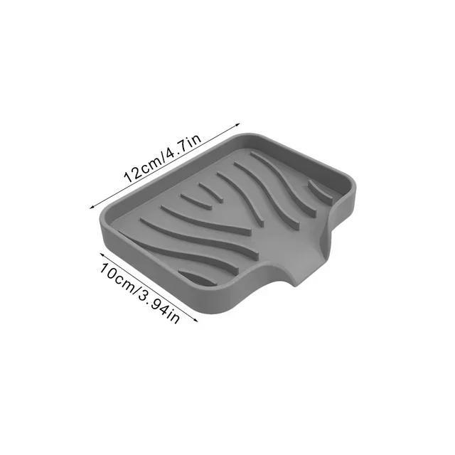 Silicone Soap Dish Holder Sink Draining Rack Soap Box Holder Rack Tray Drainable Non-slip Bathroom Accessories Drain Rack Grey-S