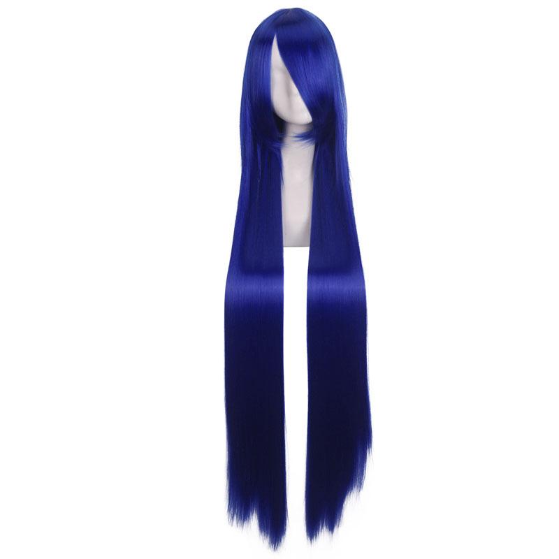 100cm Colored Straight Bangs Women's Synthetic Wig Heat Resistant Fiber Multi Color Party Anime Roleplay Free Wig Cap