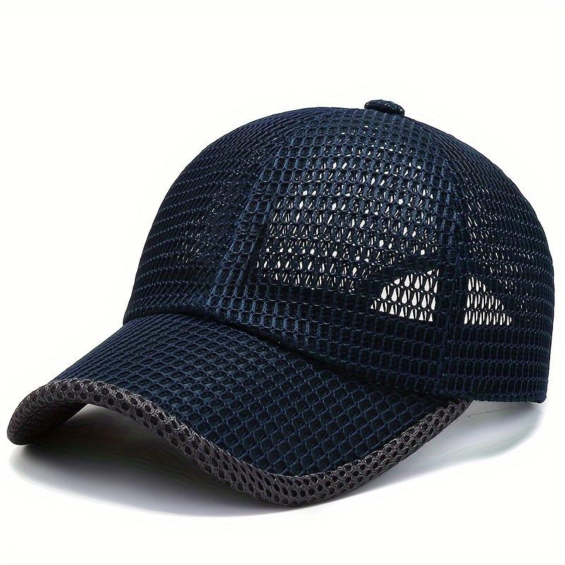 Casquette de baseball respirante en maille de couleur unie pour homme Chapeau de protection solaire Casquette de sport pour femme Casquette de camping