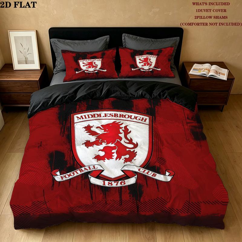 Middlesbrough Bedding Quilt Set Quilt Cover Pillowcase Home Decoration Birthday Gift (1 * duvet cover + 2 * pillowcase, without core)