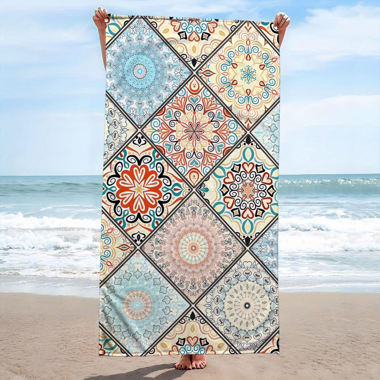 

Large Bohemian Mandala Microfiber Beach Towel, Ultra-Soft Quick-Dry Absorbent Sun Protection W40*H60(CM)