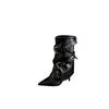 European and American style rivet pointed high-heeled boots women's 2025 new soft leather medium boots thin heel sexy trouser leg boots
