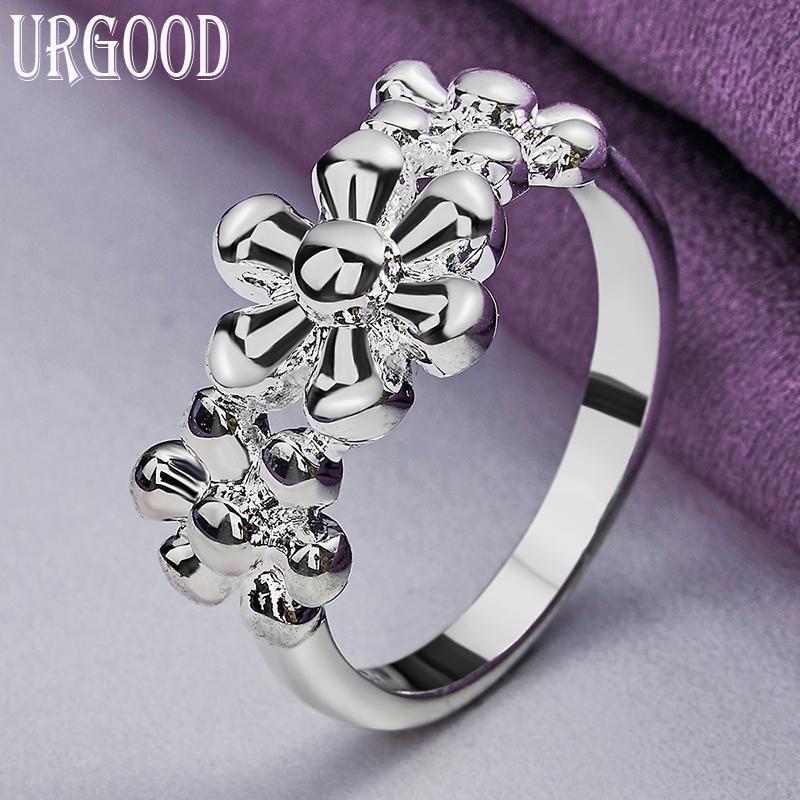 925 Sterling sølv tre blomsterring mote bryllup smykker