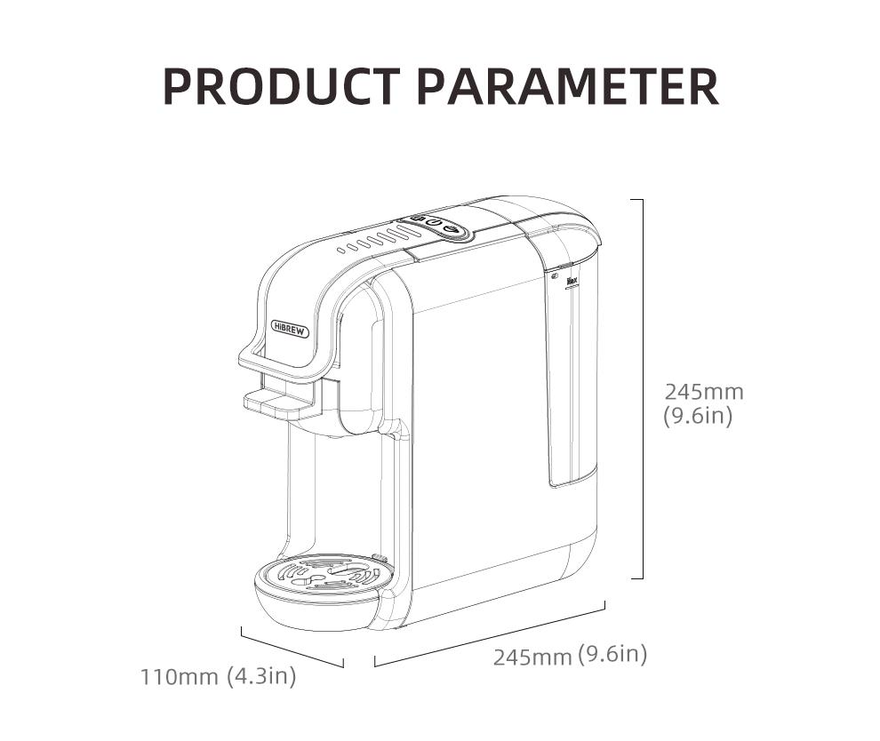 HiBREW H2B 5 in 1 Mehrfach-Kapsel-Kaffeemaschine Heiß-/Kaltkaffeemaschine 19 Bar Druckextraktion