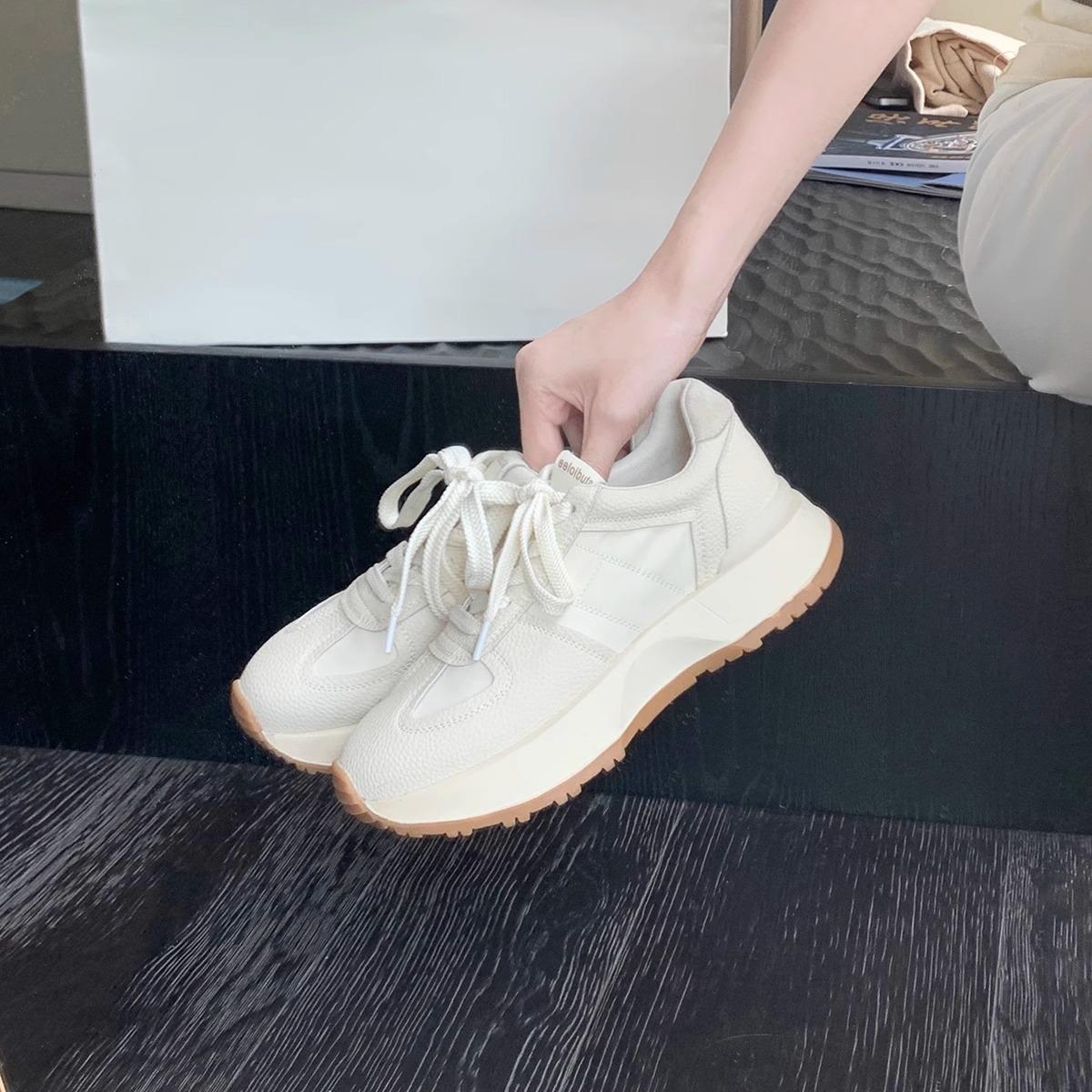 

Весенние новые дышащие женские кружевные петли в стиле ретро с круглой головкой и толстым дном 40 белый