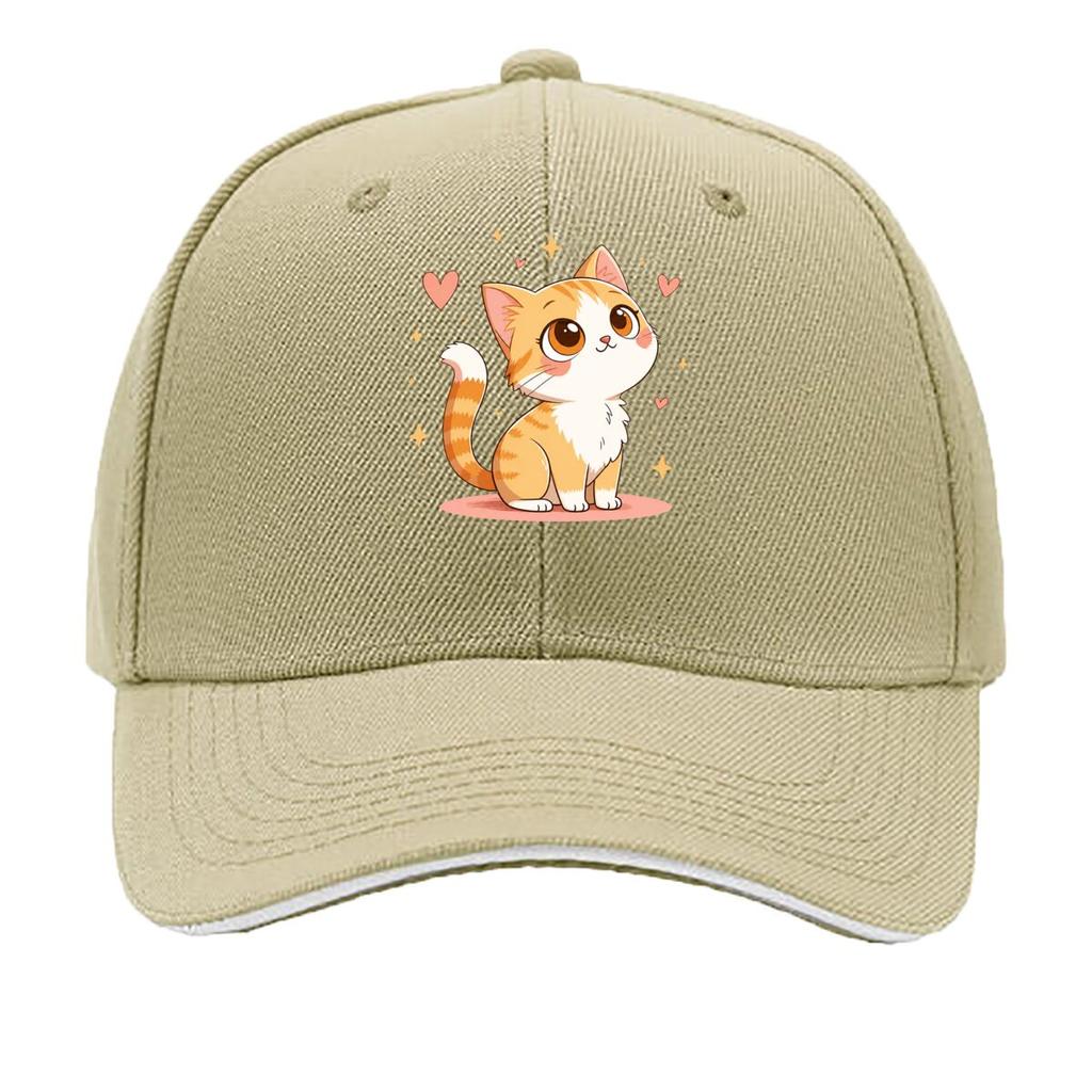Cute Orange White Kitten Heart Stars Cartoon Sandwich Baseball Cap Unisex Women Sun Cap Outdoor Workouts Hat