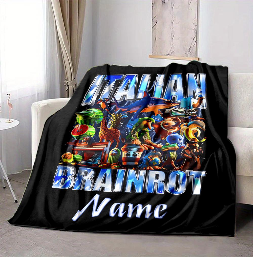 Custom Name Italian Delights Flannel Blanket Throw Blanket Soft Warm Sofa Bed Decor Unique Gift