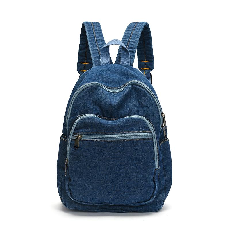 Schoolbag Japanese washed denim small backpack female Korean version literary small backpack college student canvas schoolbag wholesale