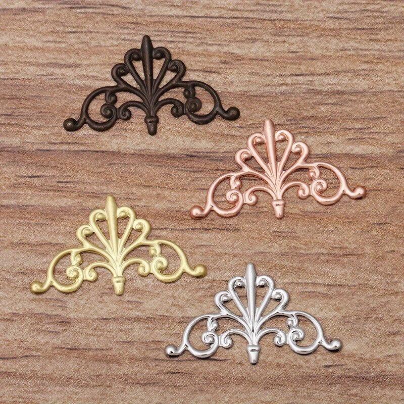 50 Pcs/Lot Brass Charms Base Parts DIY Material for Hair Jewelry Handmade Crown Jewelry Making Connectors Accessories.