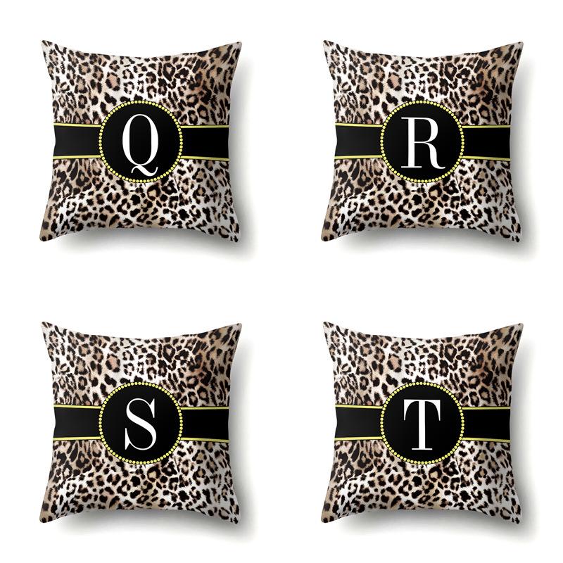 Polyester Pillow Case Decorative Leopard Print Home Furnishing 26 English Letter Printed Pillow Case