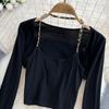 Fashion Suit Women Autumn Chain Halter Camisole Three-Piece Shawl Coat High Waist Bag Hip Skirt
