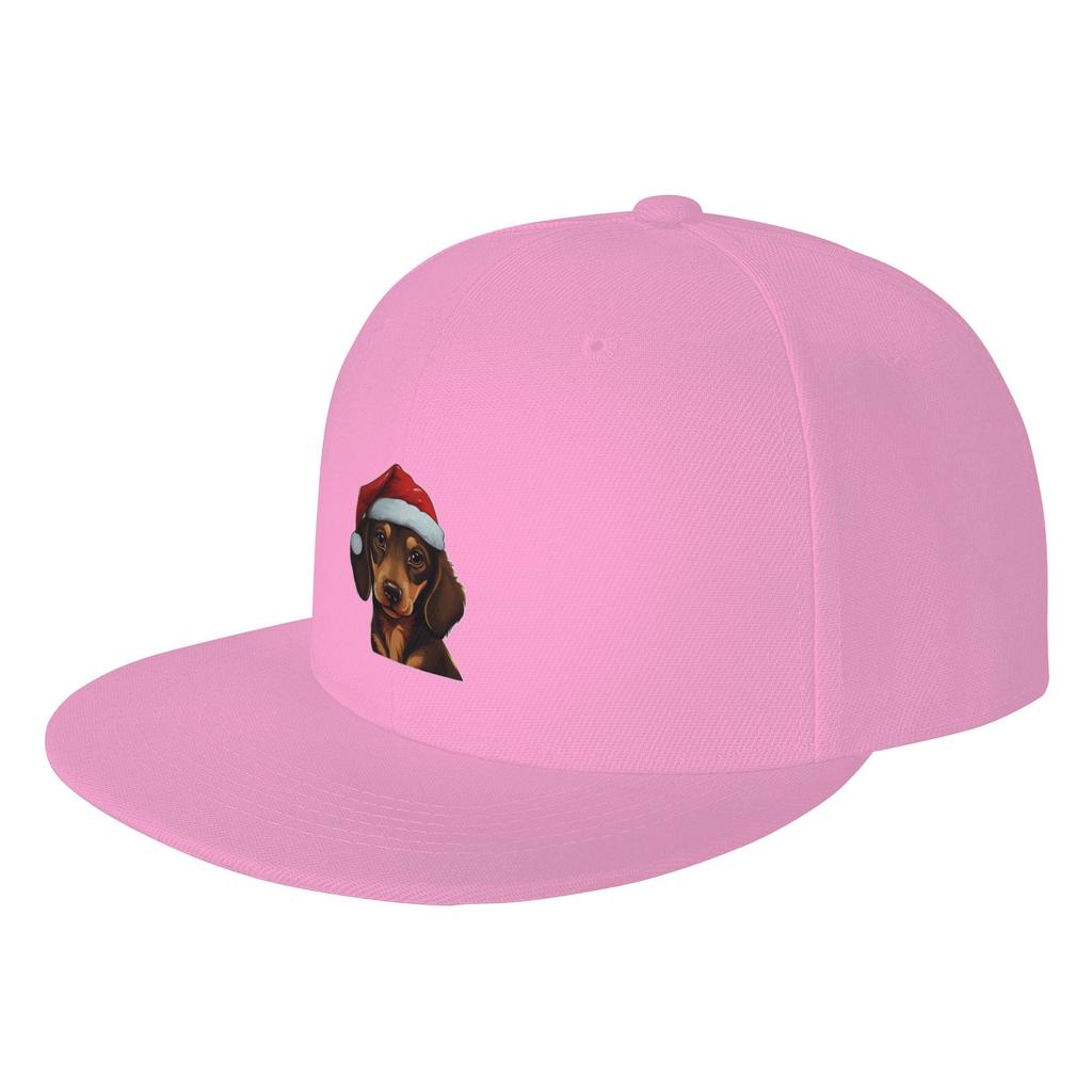 Fashion Adorable Christmas Dachshund dog donning a Santa Claus hat Flat Brim Sun Hat Casquette Hats