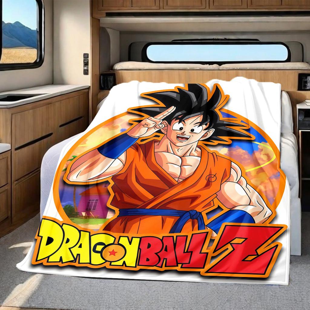 1PC Son Goku  Print Flannel Blanket, High quality All Seasons, Home Decor, Warmth and Comfort, Perfect for Christmas Gifts